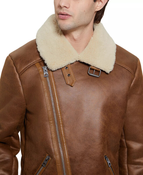 Men's Toni Asymmetrical Faux Leather Jacket Dirty Chai - 4