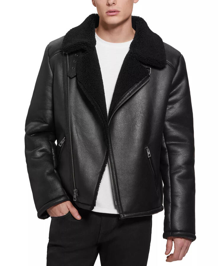 Men's Toni Asymmetrical Faux Leather Jacket Jet Black - 1