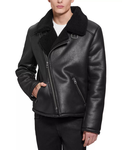 Men's Toni Asymmetrical Faux Leather Jacket Jet Black - 3