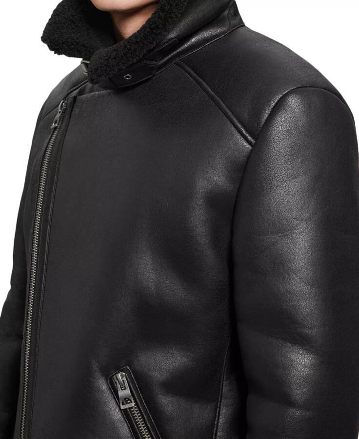 Men's Toni Asymmetrical Faux Leather Jacket Jet Black - 5