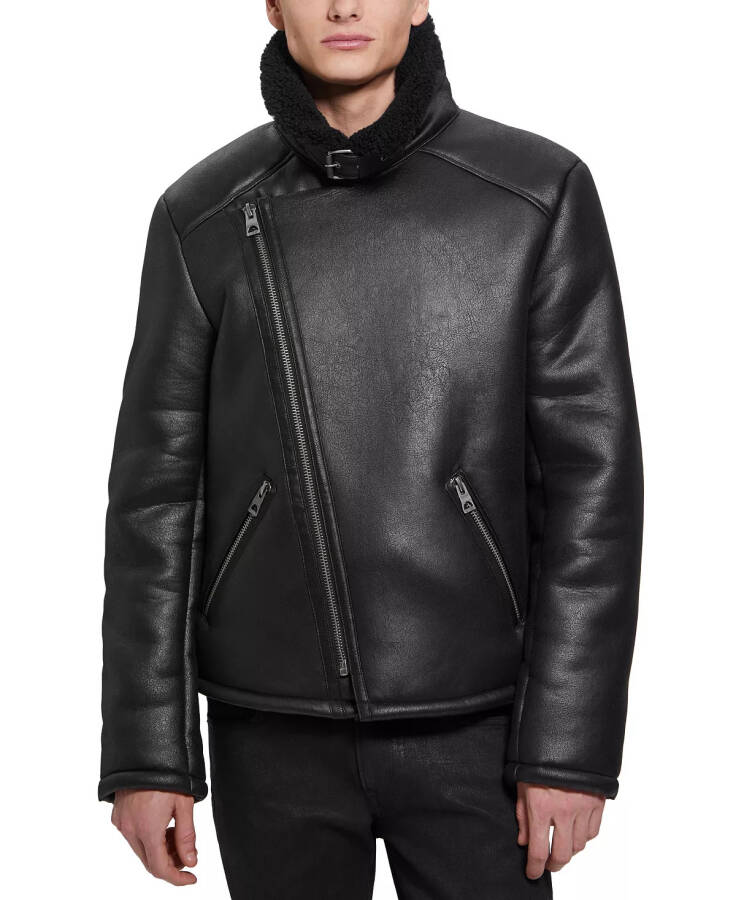 Men's Toni Asymmetrical Faux Leather Jacket Jet Black - 6