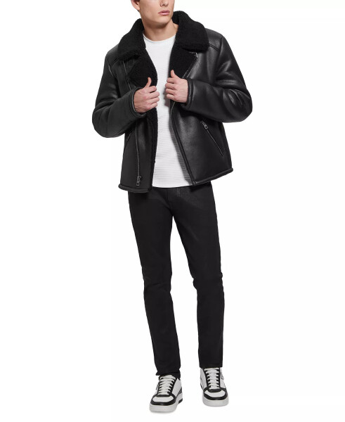 Men's Toni Asymmetrical Faux Leather Jacket Jet Black - 7