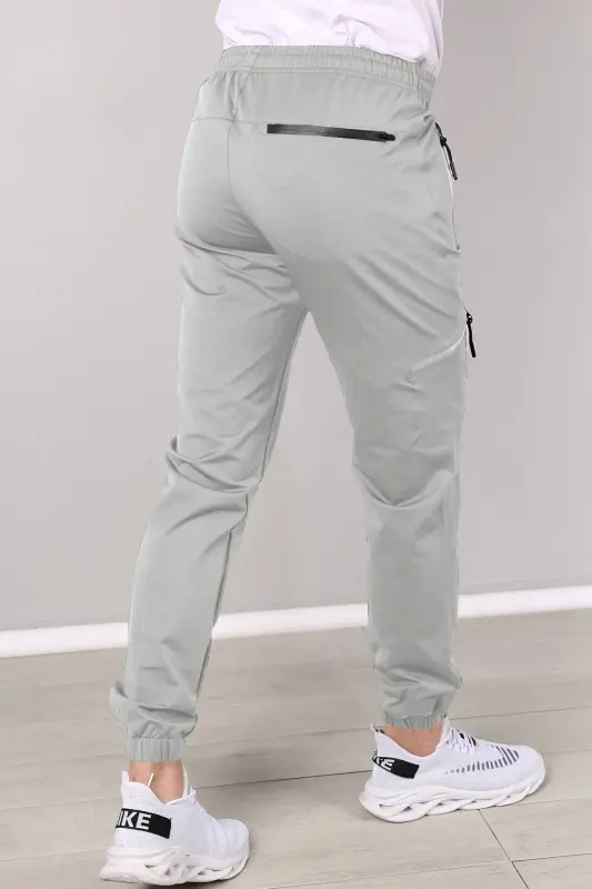 Men's Tracksuit Bottoms Parachute Fabric-Light Grey - 2
