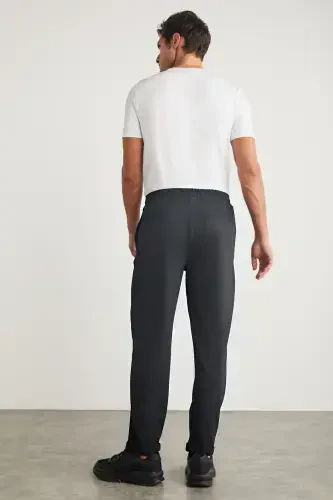 Men's Tracksuit Elastic Waistband Flexible Woven Fabric Slim Fit Trousers-SMOKE GRAY - 2