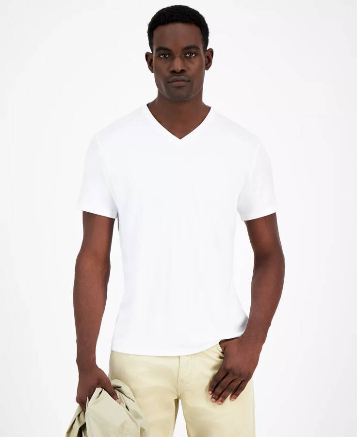 Men's Travel Stretch V-Neck T-Shirt, Created for Modazone Bright White - 1