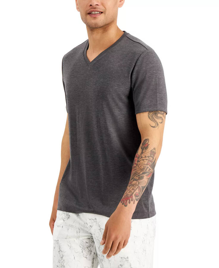 Men's Travel Stretch V-Neck T-Shirt, Created for Modazone Onyx Heather - 5