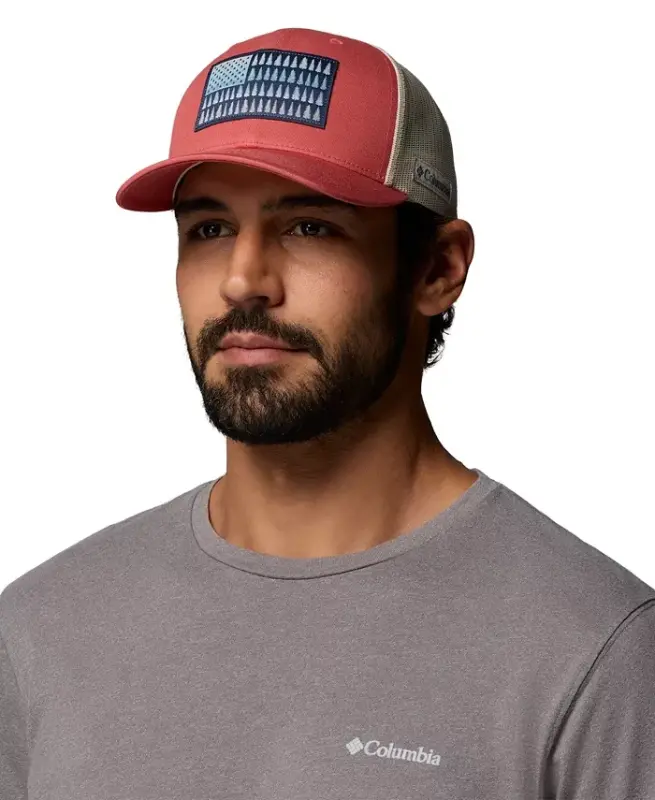Men's Tree Flag Mesh Snapback Hat - Washed Red - 3