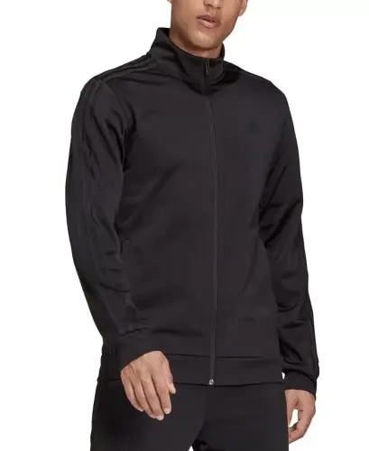 Men's Tricot Track Jacket-Black/Black - 1