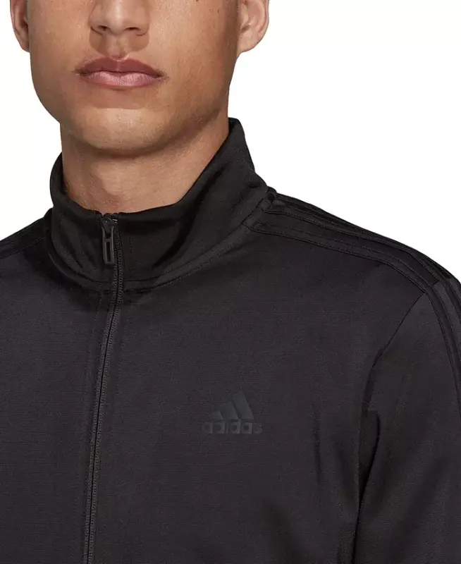 Men's Tricot Track Jacket-Black/Black - 3