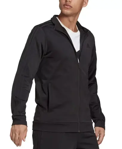 Men's Tricot Track Jacket-Black/Black - 4
