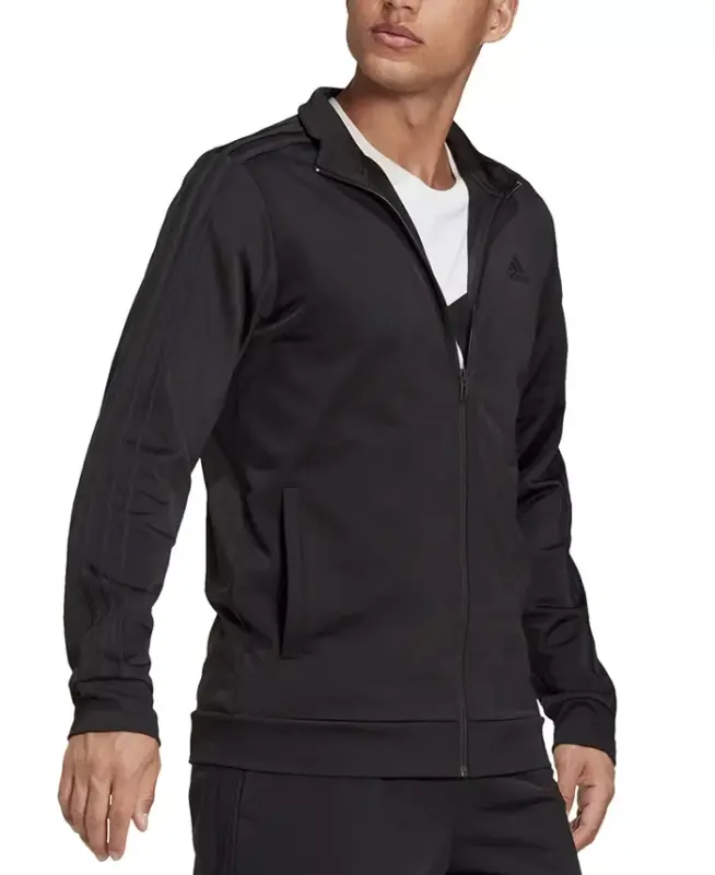 Men's Tricot Track Jacket-Black/Black - 4