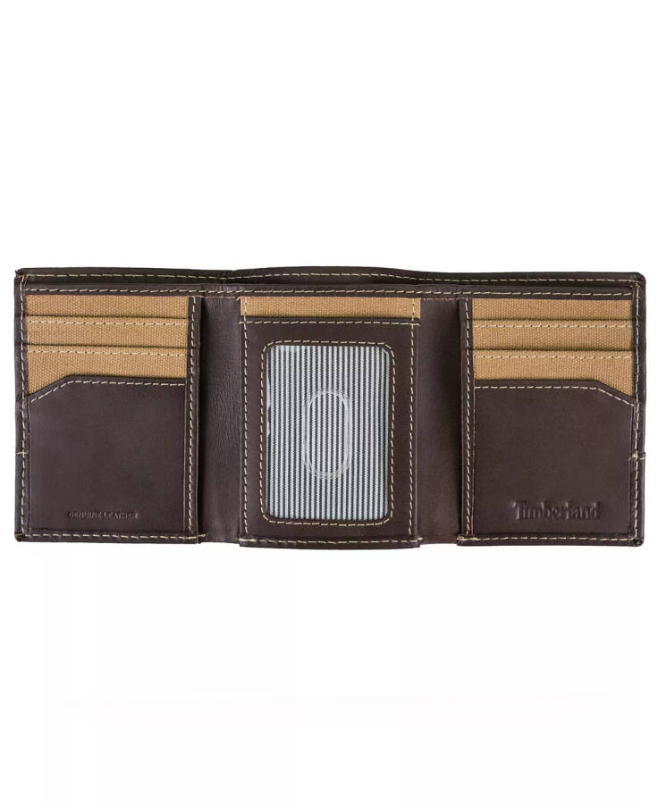 Men's Trifold Canvas Leather Wallet Khaki - 3