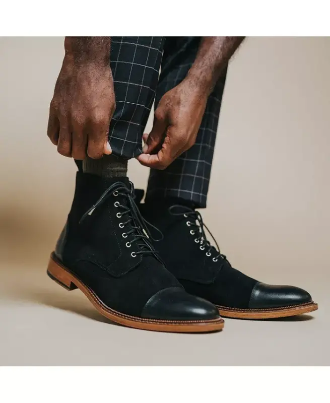 Men's Troy Handcrafted Leather and Suede Dress Boots - 6