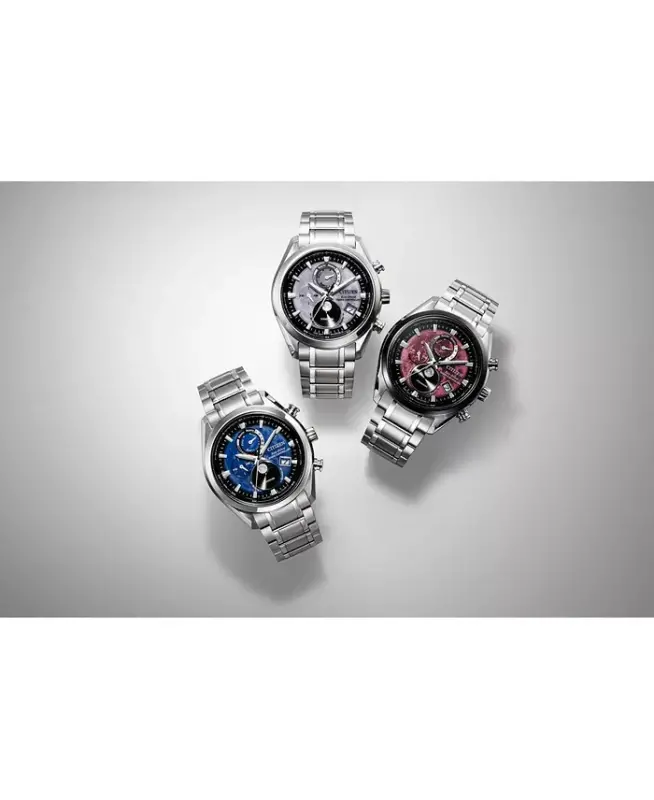 Men's Tsuki-yomi A-T Chronograph Sport Luxury Eco-Drive Silver-Tone Titanium Bracelet Watch 43mm-Silver-tone - 5