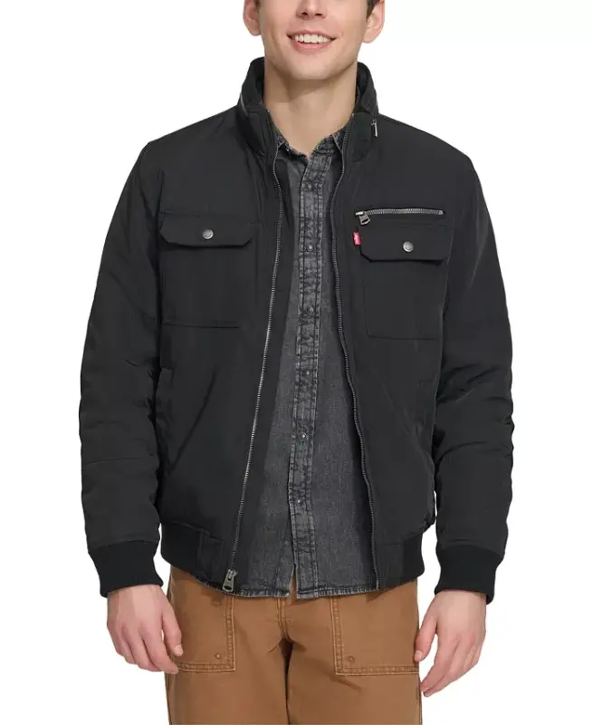 Men's Twill Stand-Collar Jacket - Black - LEVI'S