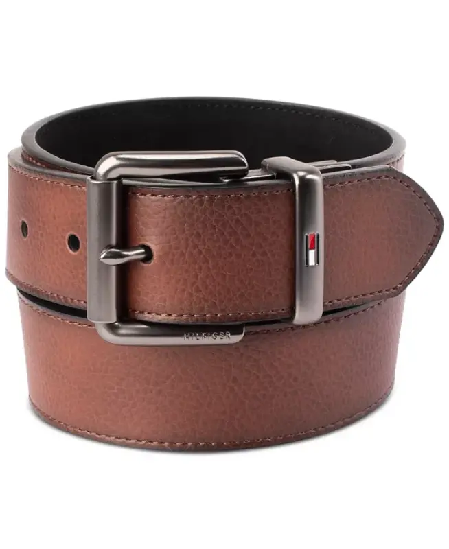 Men’s Two-In-One Reversible Casual Matte and Pebbled Belt - 1
