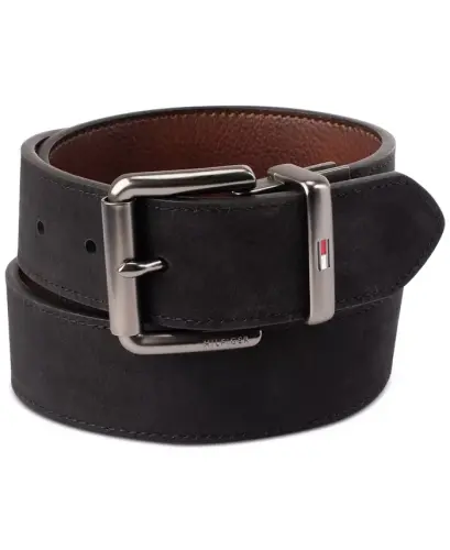 Men’s Two-In-One Reversible Casual Matte and Pebbled Belt - Navy/black - 8