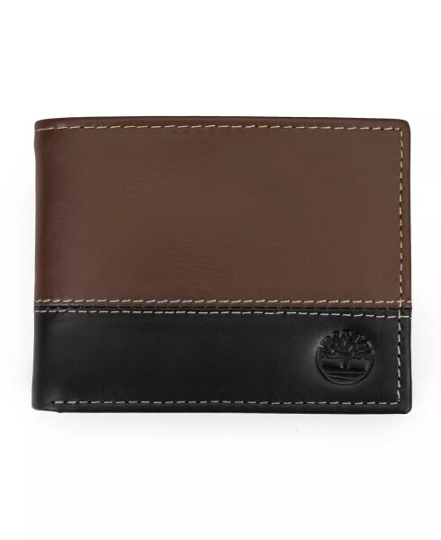 Men's Two-Tone Trifold Leather Wallet Brown/Black - 1