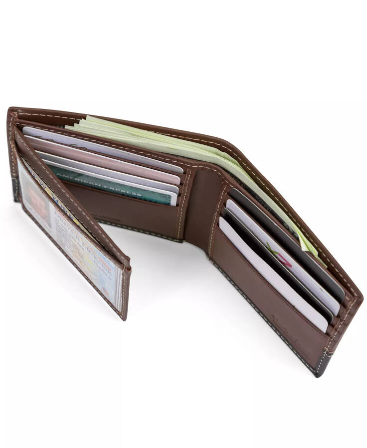 Men's Two-Tone Trifold Leather Wallet Brown/Black - 3