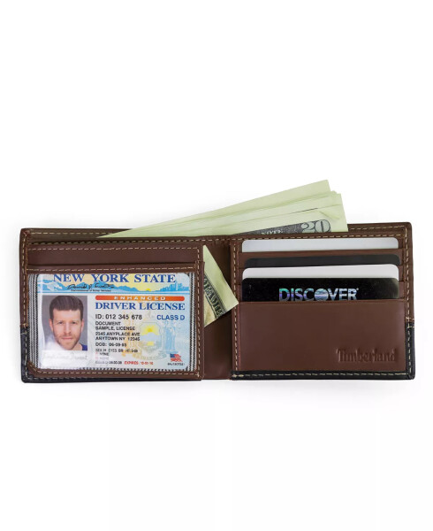 Men's Two-Tone Trifold Leather Wallet Brown/Black - 4