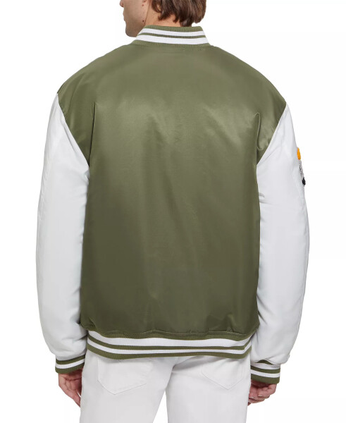 Men's Tyler Varsity Bomber Jacket Olive & White - 2