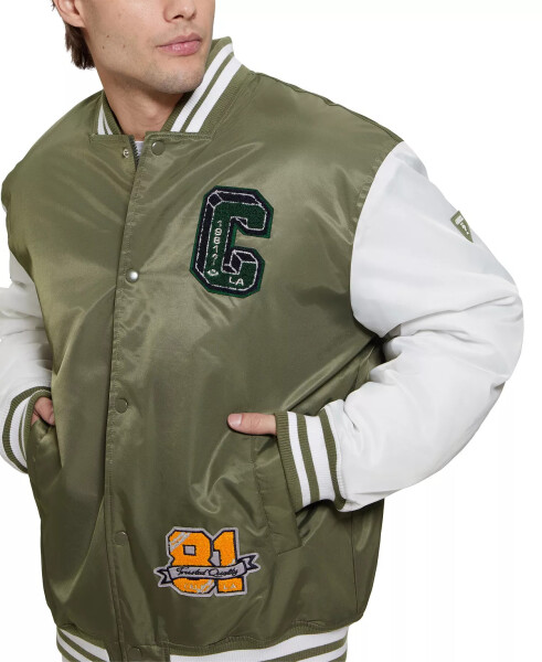 Men's Tyler Varsity Bomber Jacket Olive & White - 4