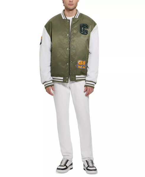 Men's Tyler Varsity Bomber Jacket Olive & White - 6