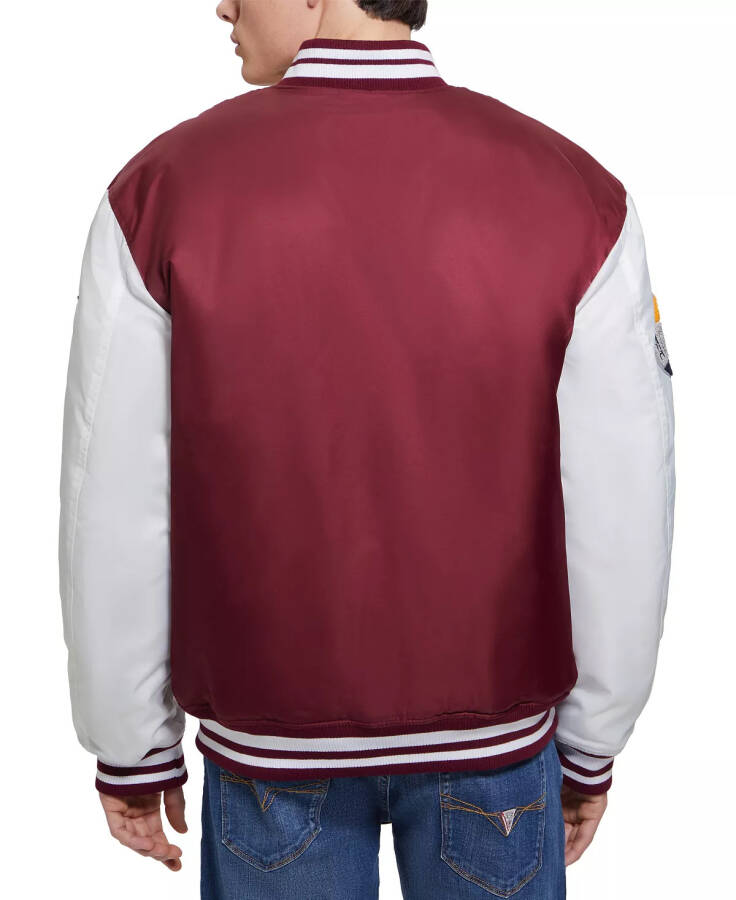 Men's Tyler Varsity Bomber Jacket Vino & White - 2