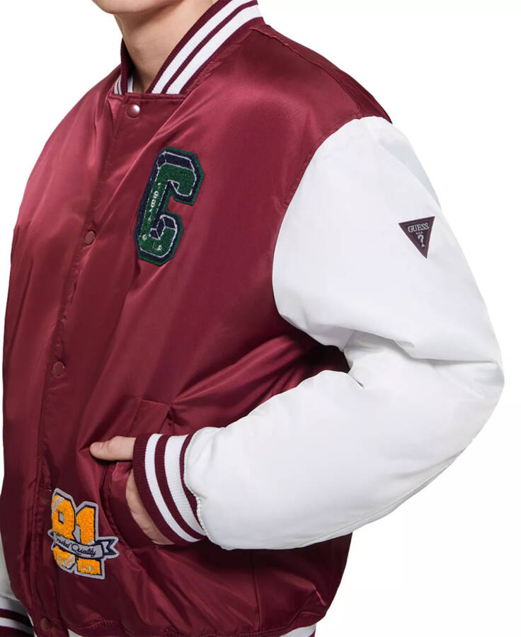 Men's Tyler Varsity Bomber Jacket Vino & White - 3