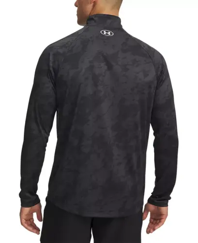 Men's UA Tech Half-Zip Pullover Sweatshirt - Black White - 2