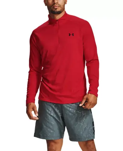 Men's UA Tech Half-Zip Pullover Sweatshirt - Red 