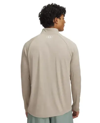 Men's UA Tech Space-Dyed Half-Zip Performance Sweatshirt - City Khaki - 1