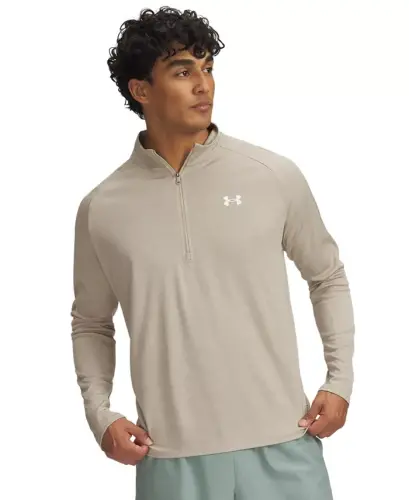 Men's UA Tech Space-Dyed Half-Zip Performance Sweatshirt - City Khaki - UNDER ARMOUR (1)