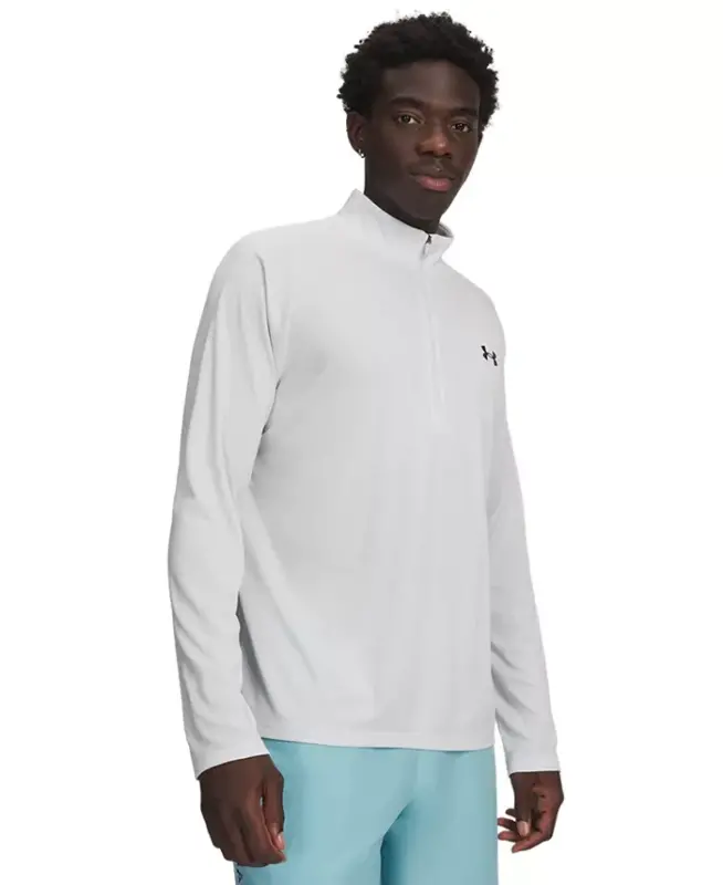 Men's UA Tech Space-Dyed Half-Zip Performance Sweatshirt - Distant Gray - 1