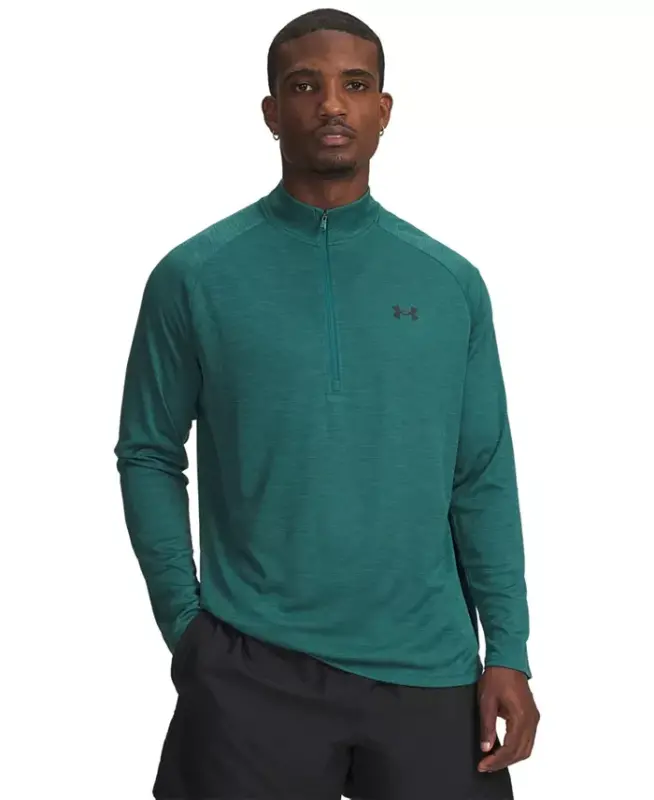 Men's UA Tech Space-Dyed Half-Zip Performance Sweatshirt - Rack Green - 1