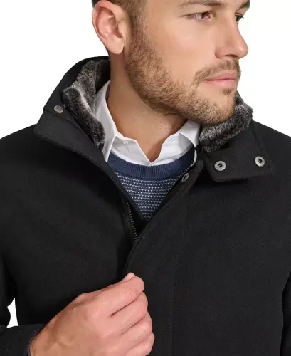 Men's Urban Walker Coat with Detachable Faux Rabbit Fur at Interior Collar - 5