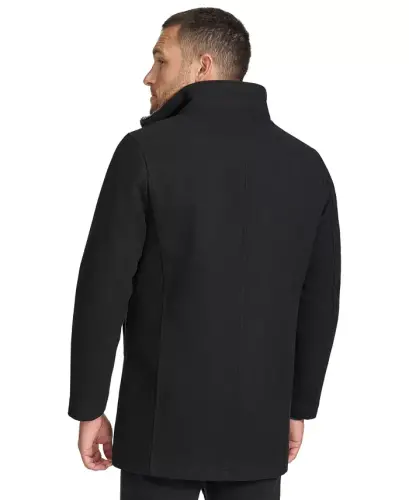 Men's Urban Walker Coat with Detachable Faux Rabbit Fur at Interior Collar - Black - Calvin Klein (1)