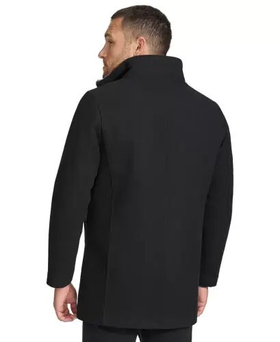 Men's Urban Walker Coat with Detachable Faux Rabbit Fur at Interior Collar - Black - Calvin Klein (1)