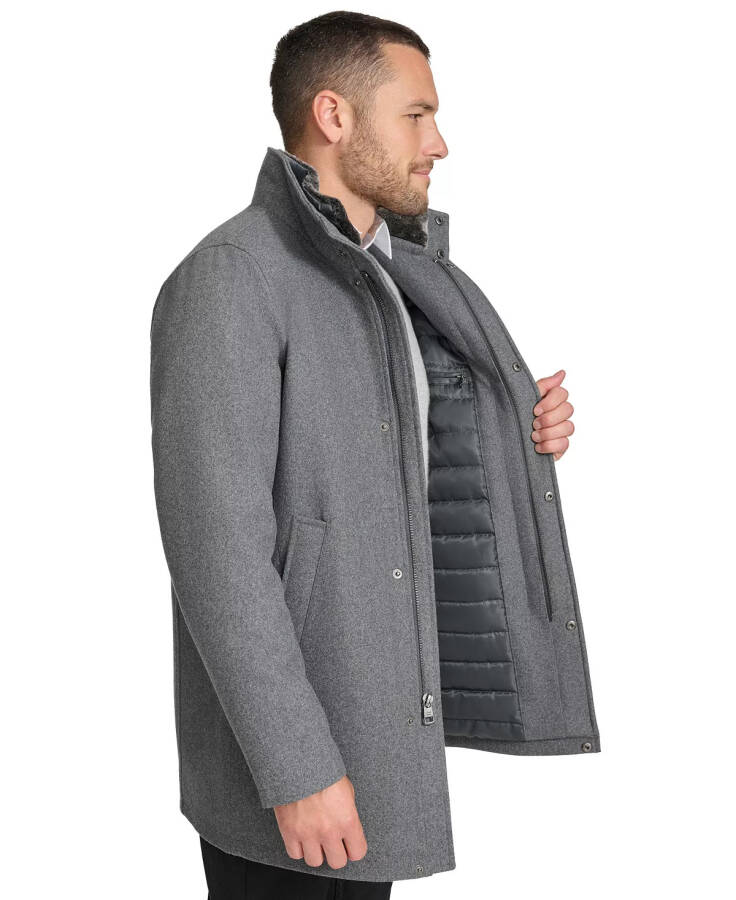 Men's Urban Walker Coat with Detachable Faux Rabbit Fur at Interior Collar Charcoal - 3