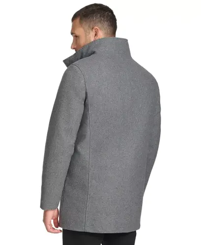 Men's Urban Walker Coat with Detachable Faux Rabbit Fur at Interior Collar - Charcoal - CALVIN KLEIN (1)