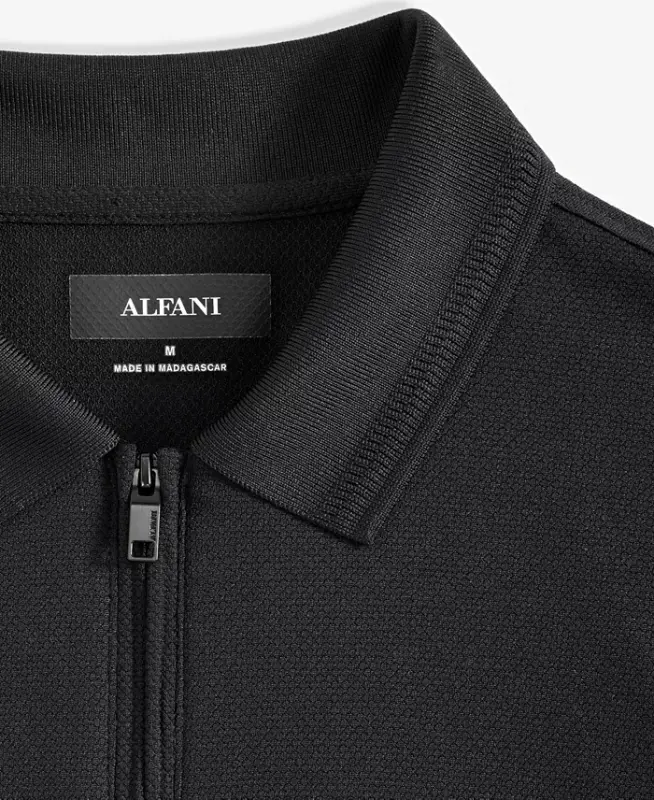 Men's Usmonli Qisqa Yengli Fakturali Chorak Fermuarli Polo Ko'ylak, Faqat Modazonda - 3