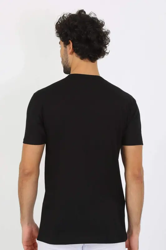 Men's V-Neck Black Cotton Undershirt 6560 - 6
