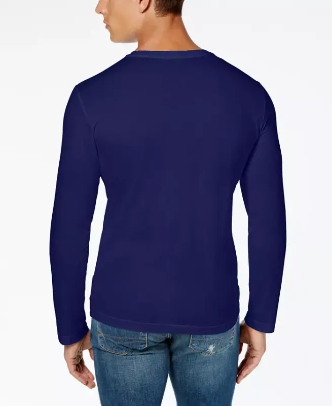 Men's V-Neck Casual Long Sleeve Jersey T-Shirt - 2