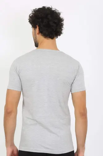Men's V-Neck Gray Cotton Undershirt 6560 - 7