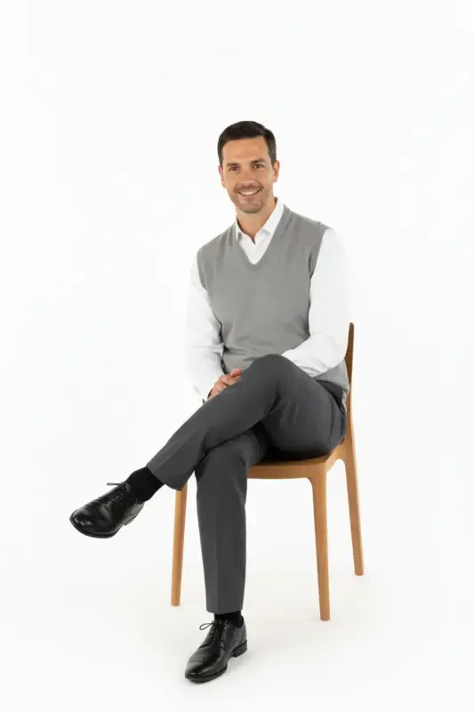 Men's V-Neck Solid Color Classic Fit Relaxed Fit Regular Fit Fine Wool Knit Sweater-Gray - 5