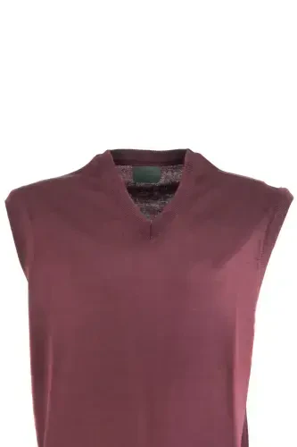 Men's V-Neck Solid Color Classic Model Relaxed Fit Full Fit Fine Wool Knit Sweater - 6