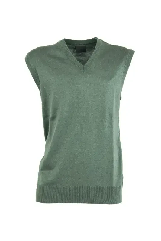 Men's V-Neck Solid Color Classic Model Relaxed Fit Full Fit Fine Wool Knit Sweater-Green - 6