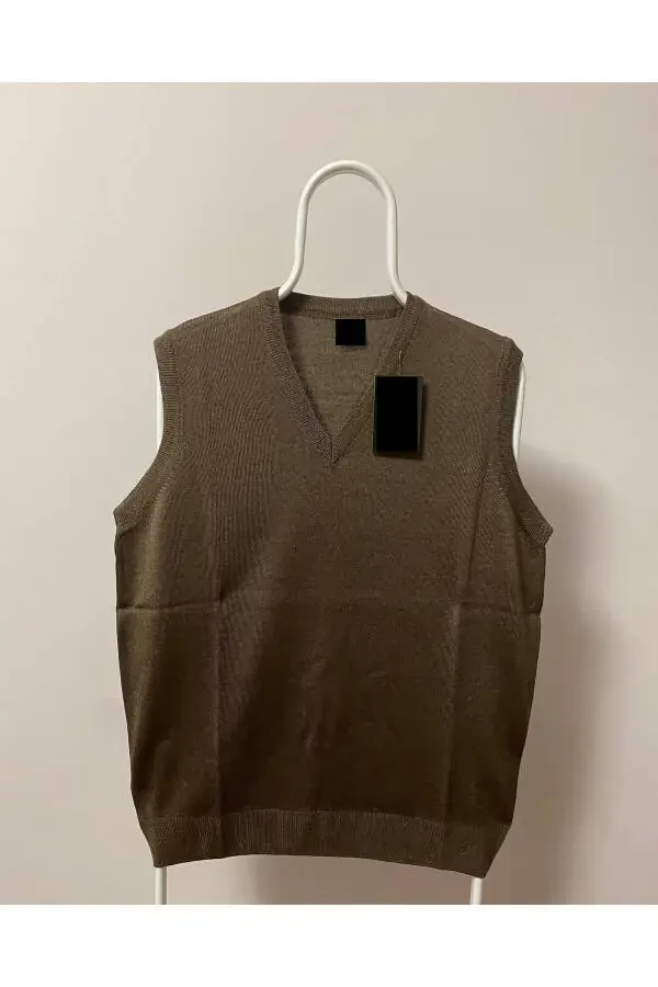 Men's V-Neck Sweater Fine Wool Knit Anti-Pilling - 1