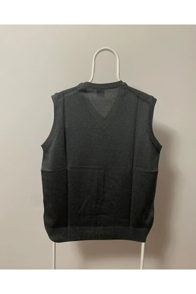 Men's V-Neck Sweater Fine Wool Knit Non-Pilling Self-Knit - 3