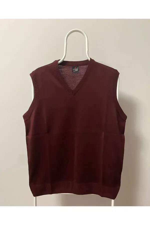 Men's V-Neck Sweater Fine Wool Knit Pilling-Resistant Self-Hemmed - 1